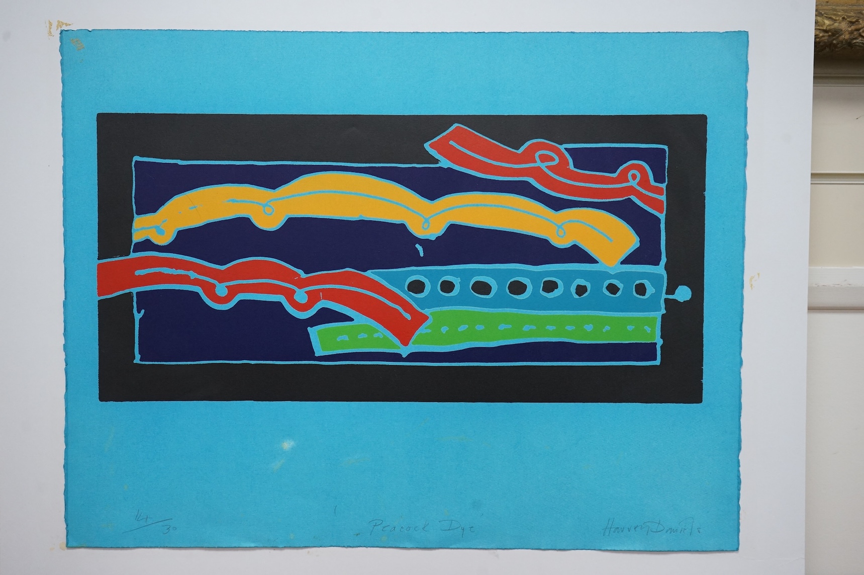 Harvey Daniels (1936 - 2013), screenprint, ‘Peacock dye’, signed in pencil, limited edition 14/30, 50 x 65cm, mounted, unframed
